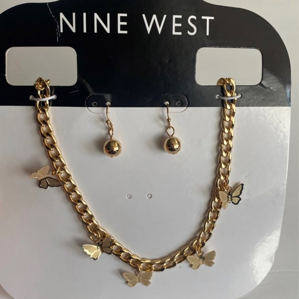 Nine West Butterfly Necklace and earrings Set